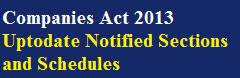 MCA Notification : sections and schedules notified till date