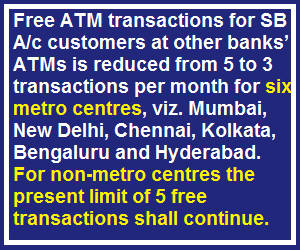 ATM usge free transactions limit reduced to three
