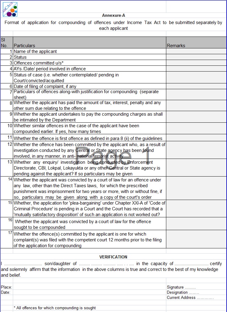 Excel Fomat Application for compounding of offences