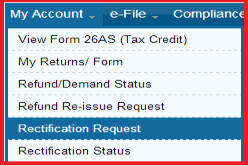 my account rectification tab