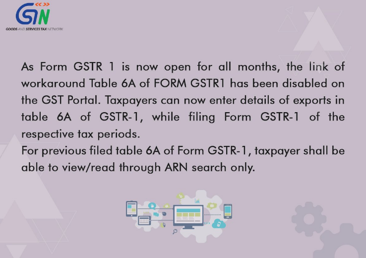 Link of workaround Table 6A of Form GSTR 1 has been disabled